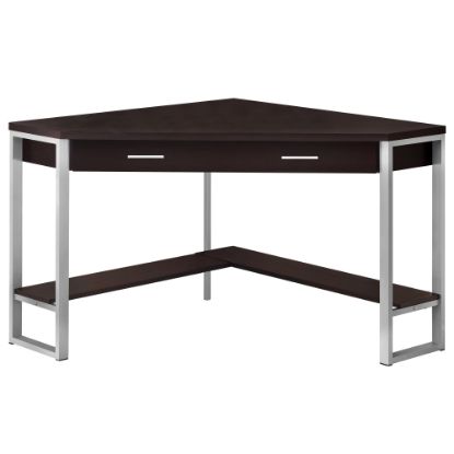 Picture of Monarch Specialties Jordan 42inW Corner Computer Desk, Espresso/Silver