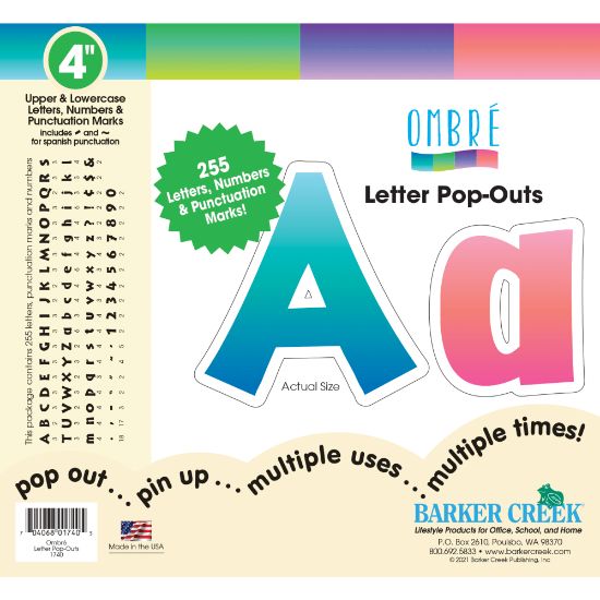 Picture of Barker Creek Letter Pop-Outs, 4in, Ombre, Set Of 255 Pop-Outs