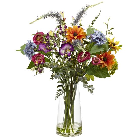 Picture of Nearly Natural Spring Garden 24inH Plastic Floral Arrangement With Vase, 24inH x 17inW x 17inD, Multicolor