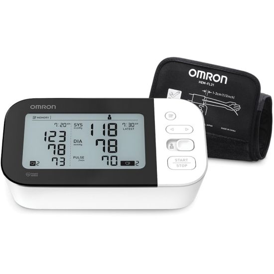 Picture of Omron 7 Series Wireless Upper Arm Blood Pressure Monitor - For Blood Pressure - Irregular Heartbeat Detection, LCD Display, Memory Storage