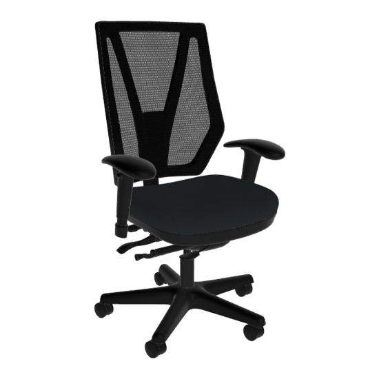 Picture of Sitmatic GoodFit Mesh Enhanced Synchron High-Back Chair With Adjustable Arms, Black/Black