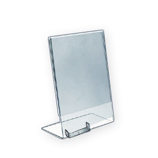 Picture of Azar Displays L-Shaped Acrylic Sign Holders With Attached Business Card Pockets, 11in x 8 1/2in, Clear, Pack Of 10