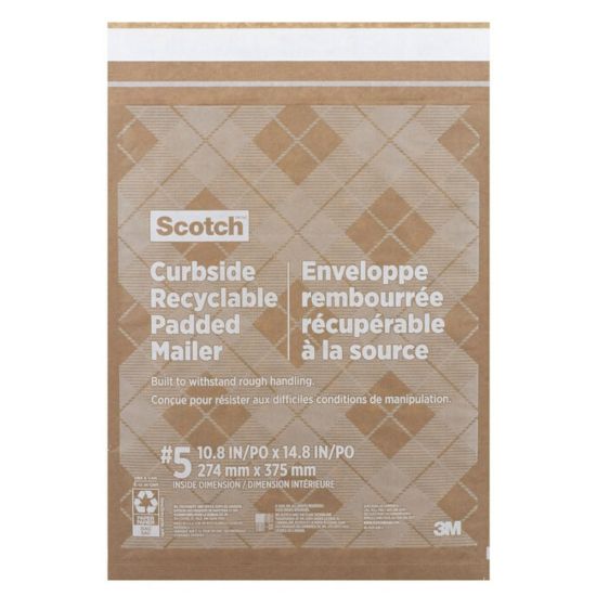 Picture of Scotch Padded Mailers, Size 5, 10-1/2in x 14-3/4in, Kraft, Pack Of 25 Mailers