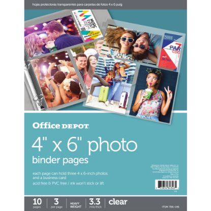 Picture of Office Depot Brand Photo Binder Pages, 4in x 6in, Multi Direction, Clear, Pack Of 10