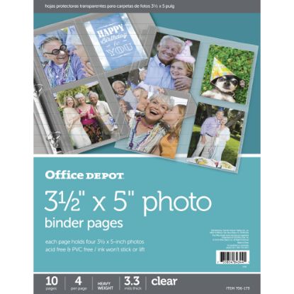 Picture of Office Depot Brand Photo Binder Pages, 3-1/2in x 5in, Clear, Pack Of 10