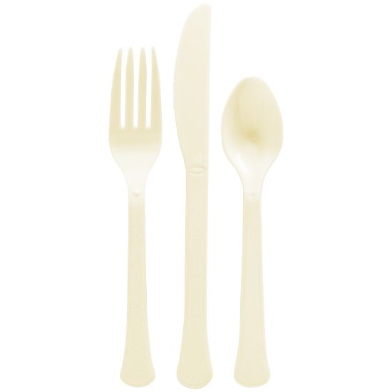 Picture of Amscan Boxed Heavyweight Cutlery Assortment, Vanilla Creme, 200 Utensils Per Pack, Case Of 2 Packs