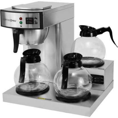 Picture of Coffee Pro 3-Burner Commercial Coffee Brewer - 2.32 quart - 36 Cup(s) - Multi-serve - Silver - Glass Body