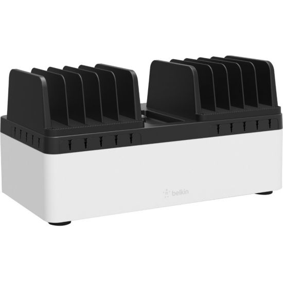 Picture of Belkin Store and Charge Go with Fixed Dividers - Docking - Computer, Tablet, Notebook, Smartphone, iPad - 10 Slot - Charging Capability - Wall Mount, Desktop