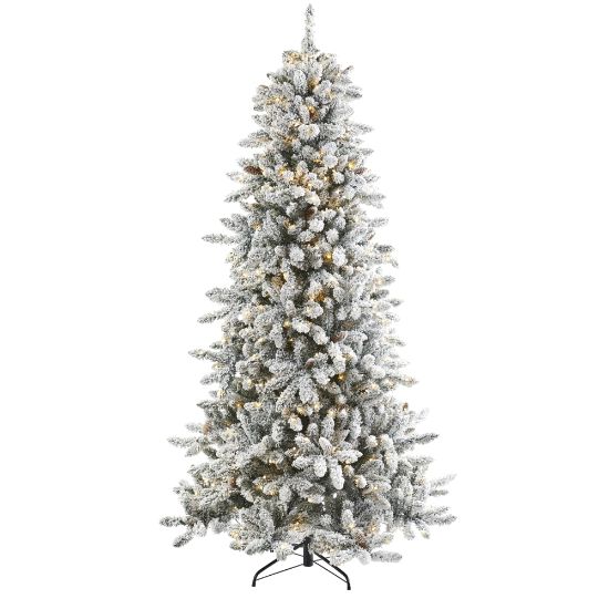 Picture of Nearly Natural Flocked Livingston Fir Artificial Christmas Tree, 7-1/2ft