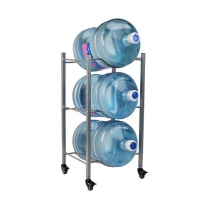 Picture of Mind Reader 5 Gallon Water Jug Stand Water 3-Tier Water Cooler Rack Wheels, 31inH x 13-3/4inW x 16-1/2inL, Gray