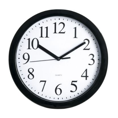 Picture of Realspace Round Quartz Analog Wall Clock, 9inD, Black