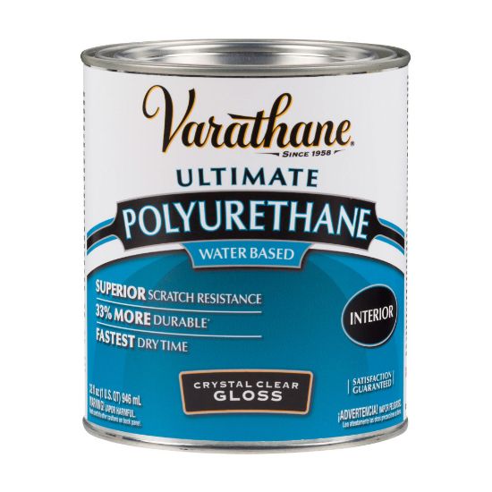 Picture of Varathane Ultimate Water-Based Polyurethane, 32 Oz, Crystal Clear Gloss, Pack Of 2 Cans