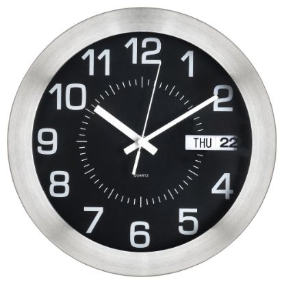 Picture of Realspace Round Wall Clock, 11in, Brushed Silver