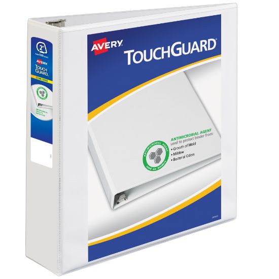 Picture of Avery TouchGuard Protection View 3 Ring Binder, 2in Slant Rings, White With Clear View Cover, 1 Binder