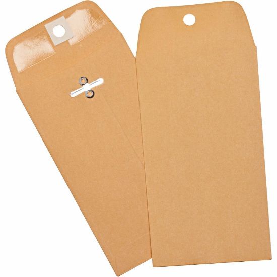 Picture of Business Source Heavy Duty Clasp Envelope - Clasp - 3 3/8in Width x 6in Length - 28 lb - Clasp - Kraft - 100 / Box - Brown Kraft