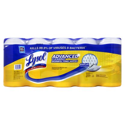 Picture of Lysol Advanced Cleaning Disinfecting Wipes Variety Pack, 8-3/8in x 21in, White, Pack Of 360 Wipes