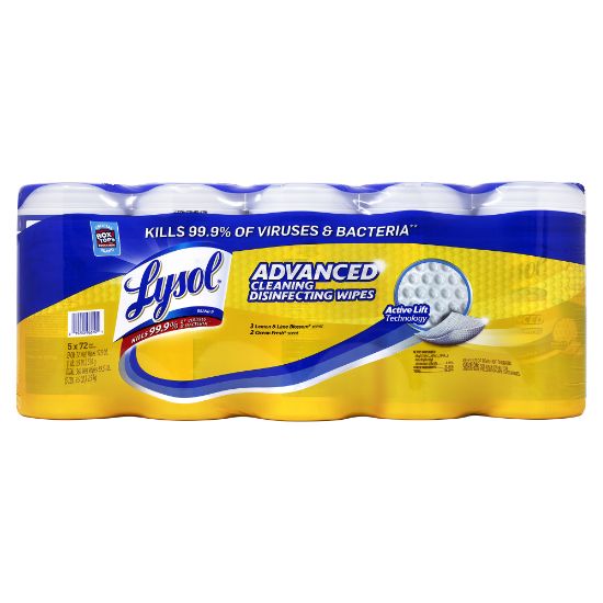 Picture of Lysol Advanced Cleaning Disinfecting Wipes Variety Pack, 8-3/8in x 21in, White, Pack Of 360 Wipes