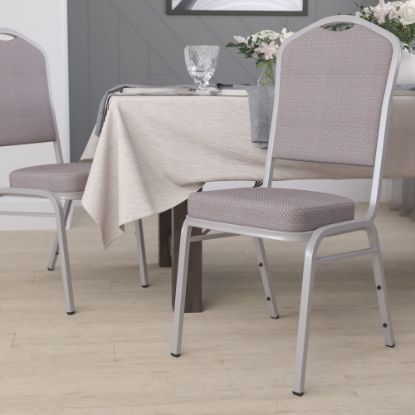 Picture of Flash Furniture HERCULES Series Crown Back Stacking Banquet Chair, Gray Dot/Silver