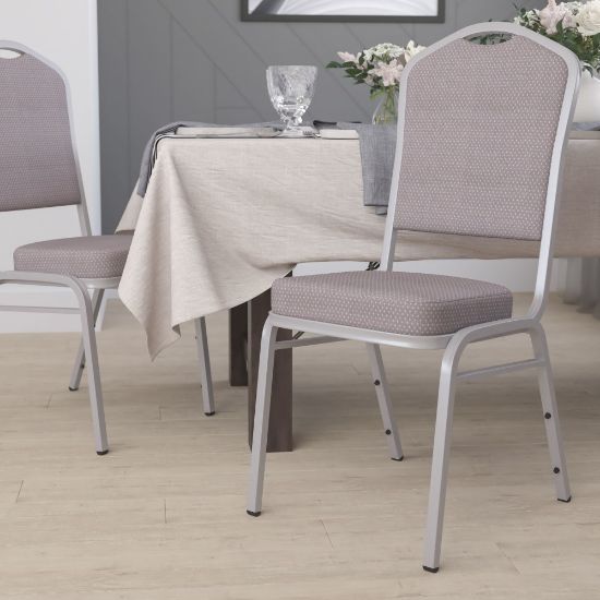 Picture of Flash Furniture HERCULES Series Crown Back Stacking Banquet Chair, Gray Dot/Silver