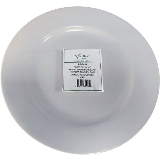 Picture of Hoffman Vertex China Ceramic Argyle Collection Rolled Edge Plates, 10-1/4in, Bright White, Case Of 12 Plates