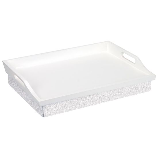 Picture of Rossie Home Lap Tray With Pillow, 4.1inH  x 17.5inW x 13.5inD, Soft White