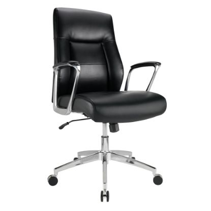 Picture of Realspace Modern Comfort Delagio Bonded Leather Mid-Back Managers Chair, Black/Silver