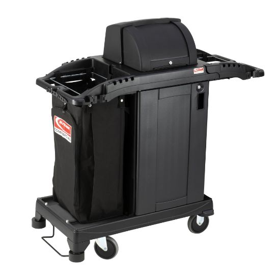 Picture of Suncast Commercial Plastic Cart, Compact Premium Housekeeping, 46-5/8inH x 23-1/4inW x 43-7/16inD, Black