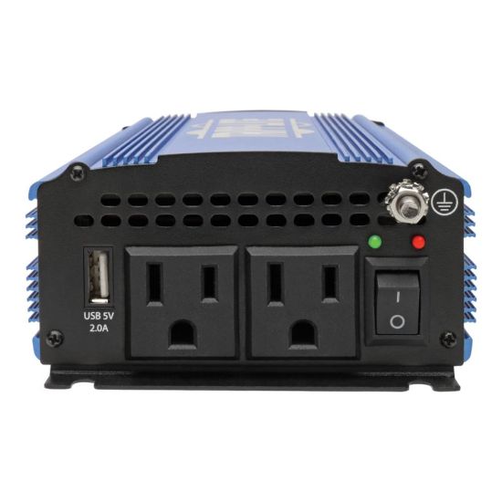 Picture of Tripp Lite 750W Light-Duty Compact Power Inverter with 2 AC/1 USB - 2.0A/Battery Cables, Mobile - DC to AC power inverter - DC 12 V - 750 Watt - 750 VA - output connectors: 2