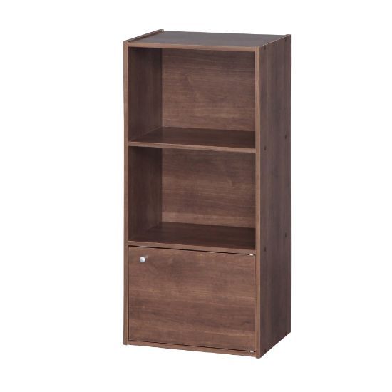 Picture of IRIS 35inH 3-Tier Storage-Shelf With Door, Brown