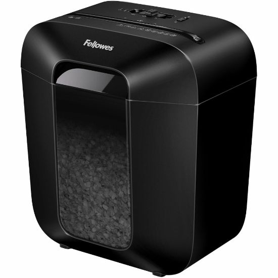 Picture of Fellowes LX25M Paper Shredder - Micro Cut - 6 Per Pass - for shredding Paper, Paper Clip, Staples, Credit Card - 0.156in x 0.500in Shred Size - P-4 - 10 ft/min - 9in Throat - 5 Minute Run Time - 30 Minute Cool Down Time - 3 gal Wastebin Capacity