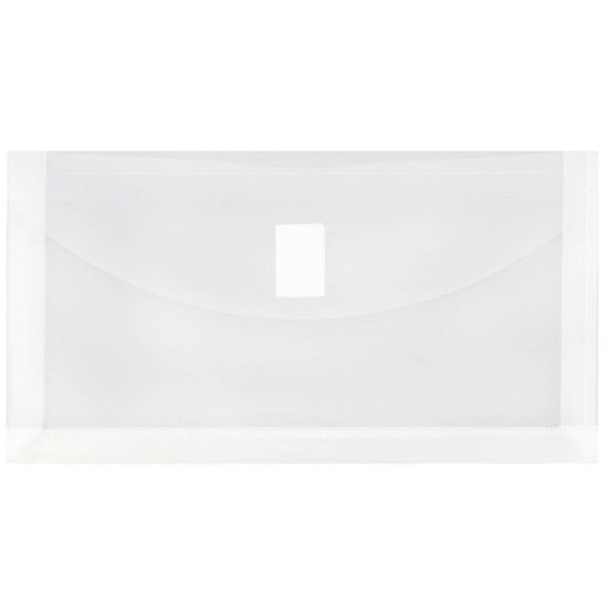 Picture of JAM Paper #10 Plastic Envelopes, Hook and Loop Closure, Clear, Pack Of 12