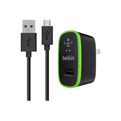 Picture of Belkin Universal Home Charger - Power adapter - 12 Watt - 2.4 A (USB) - on cable: Micro-USB - black