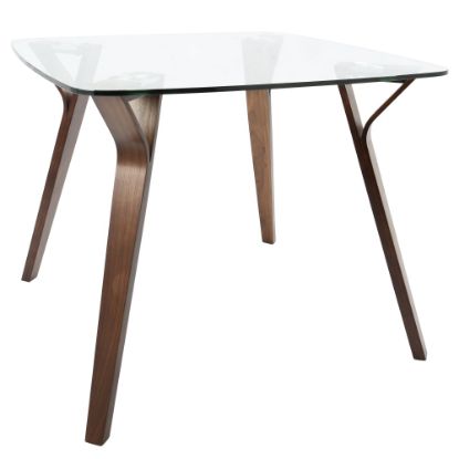 Picture of Lumisource Folia Mid-Century Modern Dining Table, Square, Glass/Walnut