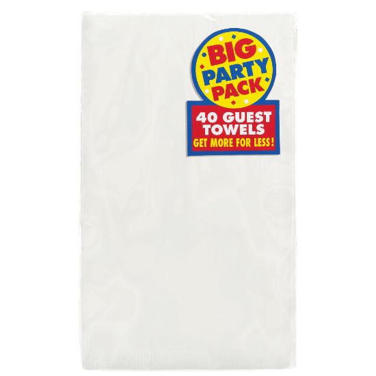 Picture of Amscan 2-Ply Paper Guest Towels, 7-3/4in x 4-1/2in, Frosty White, 40 Towels Per Pack, Set Of 2 Packs