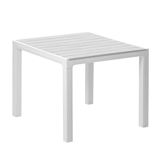 Picture of Inval Madeira 4-Seat Square Plastic Patio Dining Table, 29-3/16in x 35-7/16in, White/Gray