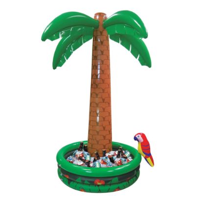 Picture of Amscan Summer Luau Jumbo Palm Tree Inflatable Cooler, 72in x 12in, Multicolor