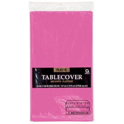 Picture of Amscan Plastic Table Covers, 54in x 108in, Bright Pink, Pack Of 9 Table Covers