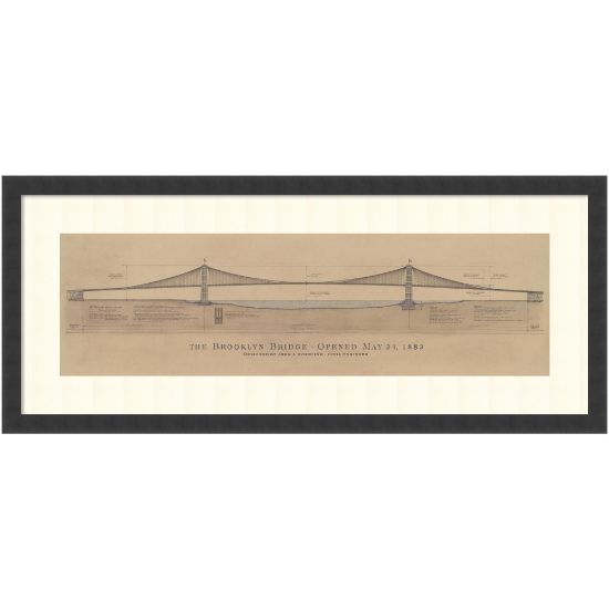 Picture of Amanti Art Brooklyn Bridge by Craig S. Holmes Wood Framed Wall Art Print, 17inH x 40inW, Black