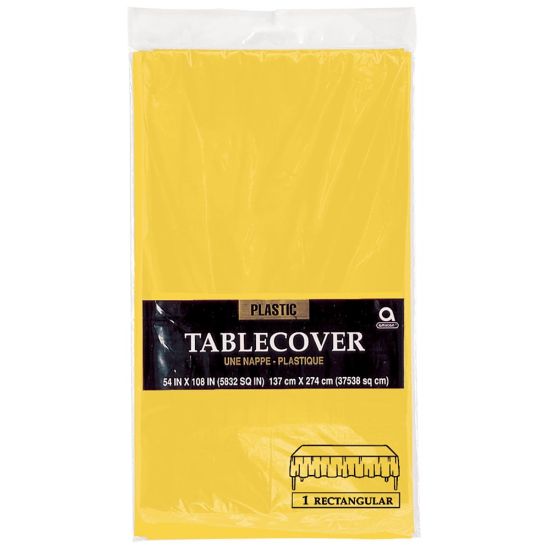 Picture of Amscan Plastic Table Covers, 54in x 108in, Sunshine Yellow, Pack Of 9 Table Covers