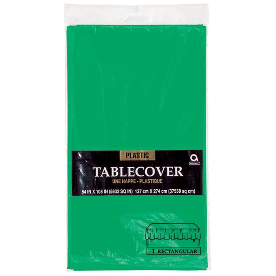 Picture of Amscan Plastic Table Covers, 54in x 108in, Festive Green, Pack Of 9 Table Covers