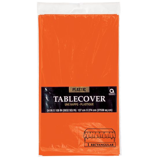 Picture of Amscan Plastic Table Covers, 54in x 108in, Orange Peel, Pack Of 9 Table Covers