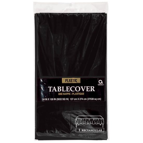 Picture of Amscan Plastic Table Covers, 54in x 108in, Jet Black, Pack Of 9 Table Covers