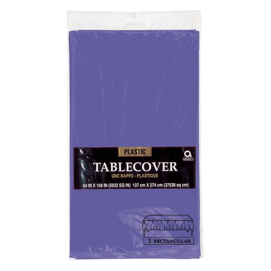 Picture of Amscan Plastic Table Covers, 54in x 108in, Purple, Pack Of 9 Table Covers