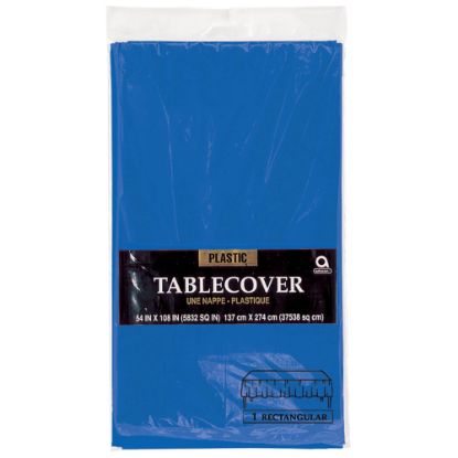 Picture of Amscan Plastic Table Covers, 54in x 108in, Royal Blue, Pack Of 9 Table Covers