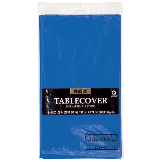 Picture of Amscan Plastic Table Covers, 54in x 108in, Royal Blue, Pack Of 9 Table Covers