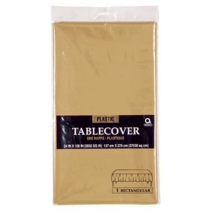 Picture of Amscan Plastic Table Covers, 54in x 108in, Gold, Pack Of 9 Table Covers