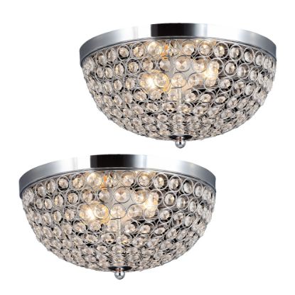 Picture of Lalia Home Crystal Glam 2-Light Ceiling Flush-Mount Lights, Chrome/Crystal, Pack Of 2 Lights