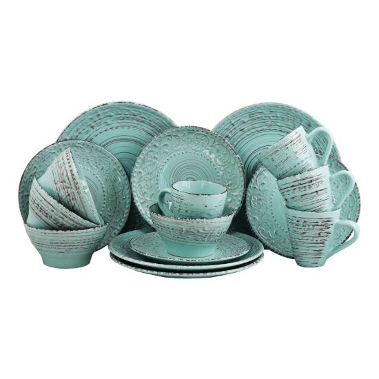 Picture of Elama 16-Piece Stoneware Dinnerware Set, Malibu Waves