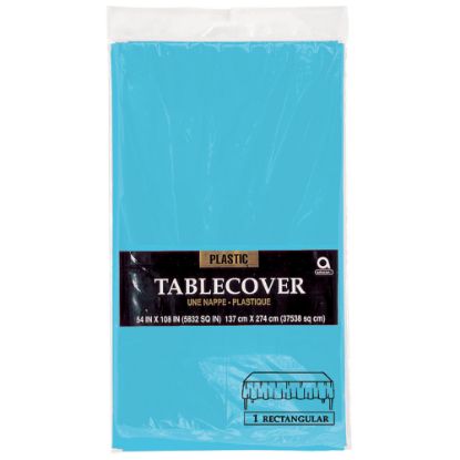 Picture of Amscan Plastic Table Covers, 54in x 108in, Caribbean Blue, Pack Of 9 Table Covers