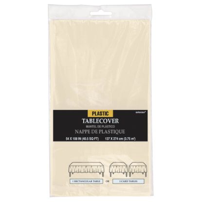 Picture of Amscan Plastic Table Covers, 54in x 108in, Vanilla Creme, Pack Of 9 Table Covers